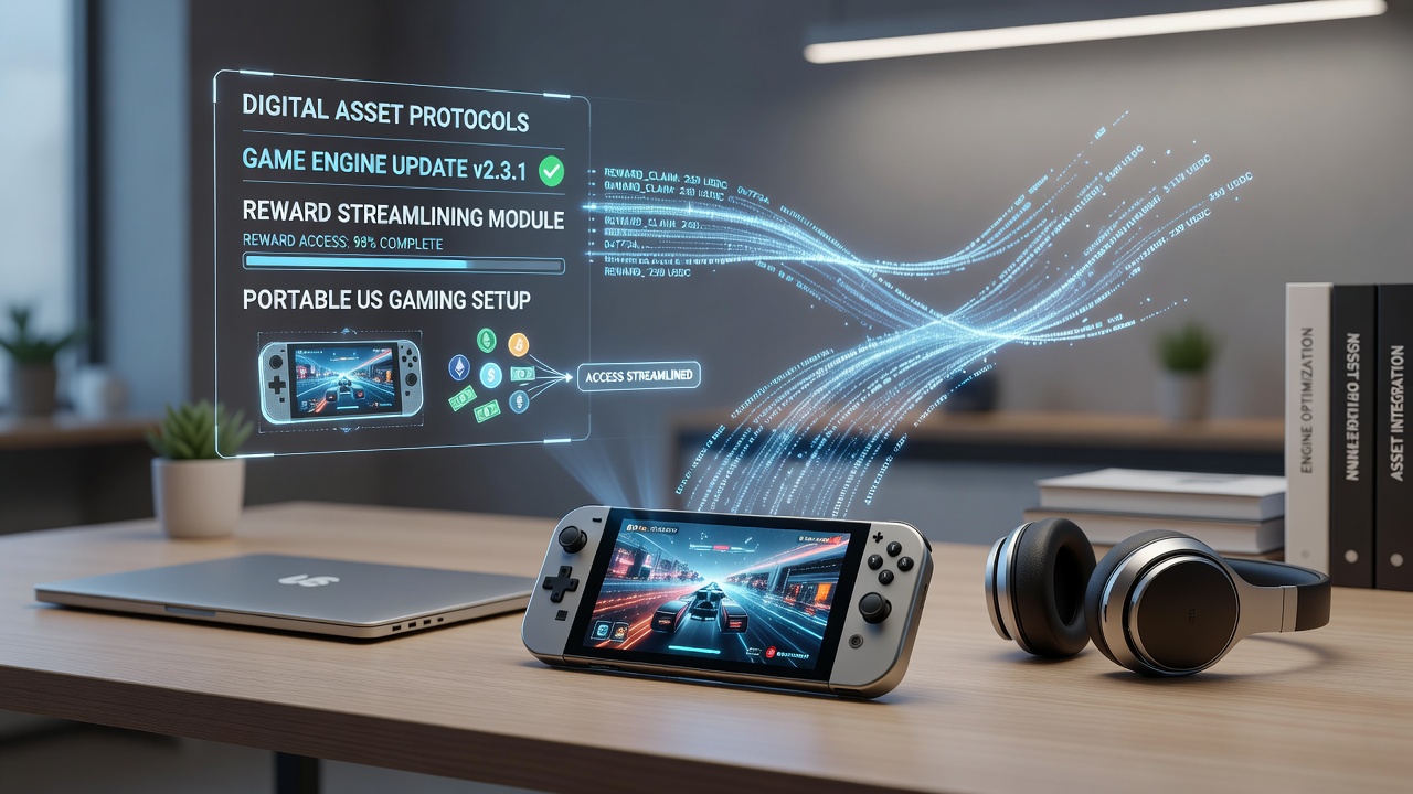 Digital asset protocols connecting with game engine updates for mobile reward systems in US gaming