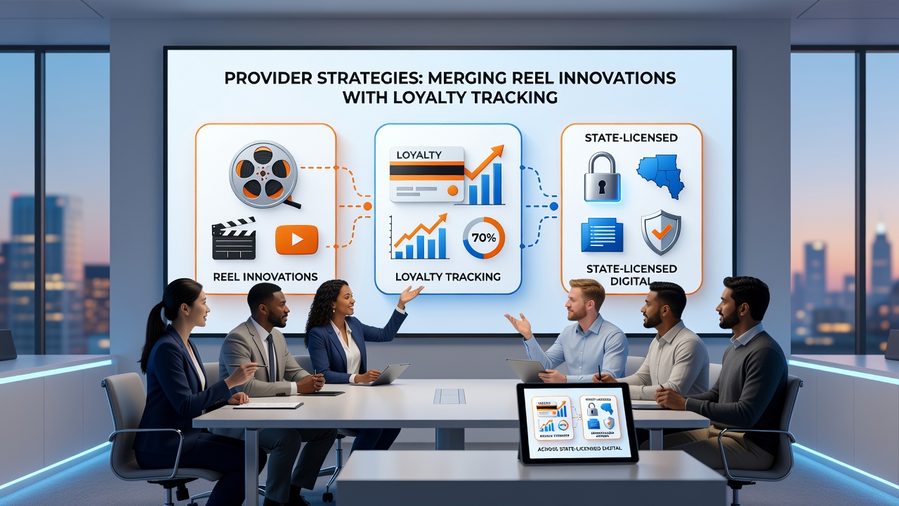 Analytics dashboard displaying reel performance metrics alongside loyalty tier progression for multiple state-licensed accounts