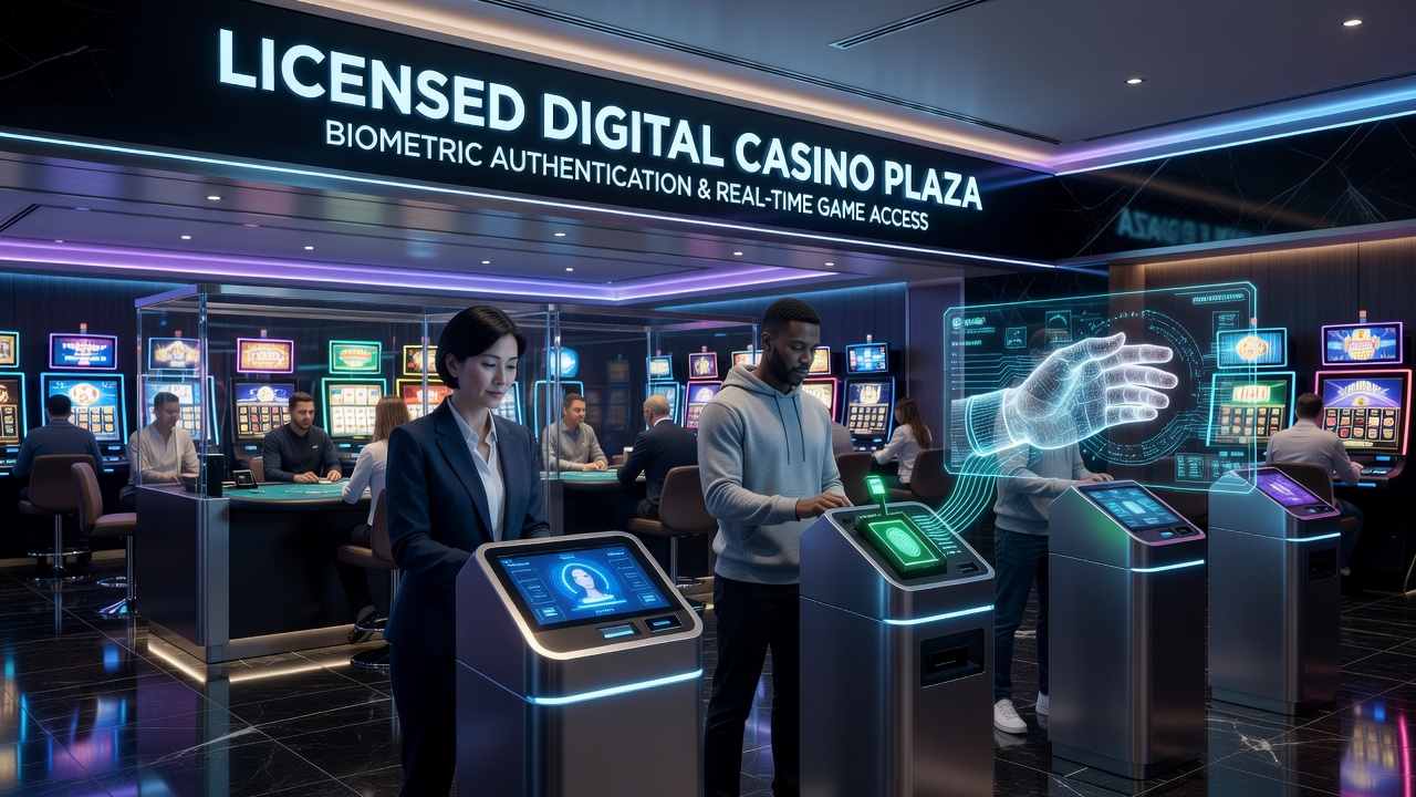 Mobile screen displaying real-time casino game lobby after successful biometric login